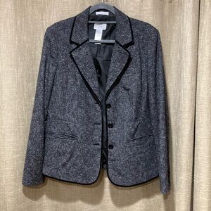 Villager Charcoal Grey/Black Button Up Women’s Blazer - Sz 14
